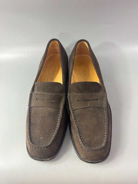 TOD\'S Suede Penny Loafers, Men\'s Size 9